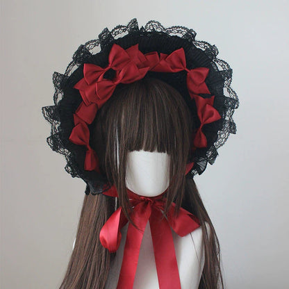 Deer Girl - Gothic Lolita Handmade Bonnet with Bows and Beads