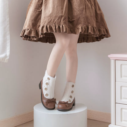 Dolly Doll - Winter Lolita Boots Fur Mary Jane Lolita Low Heel Shoes