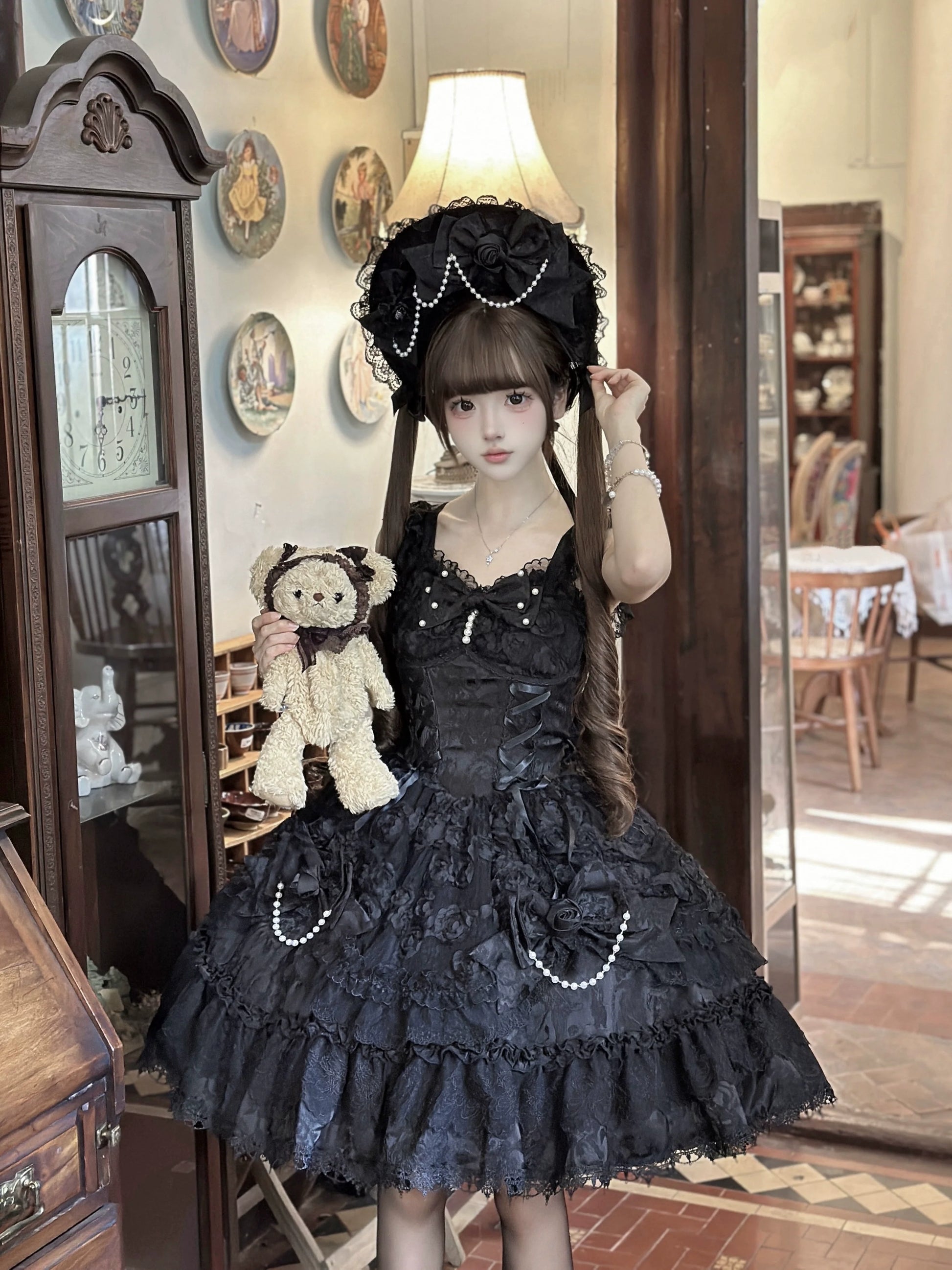 Sugar Girl - Rose Princess - Halloween Gothic Lolita JSK, Sheer Rose Dress