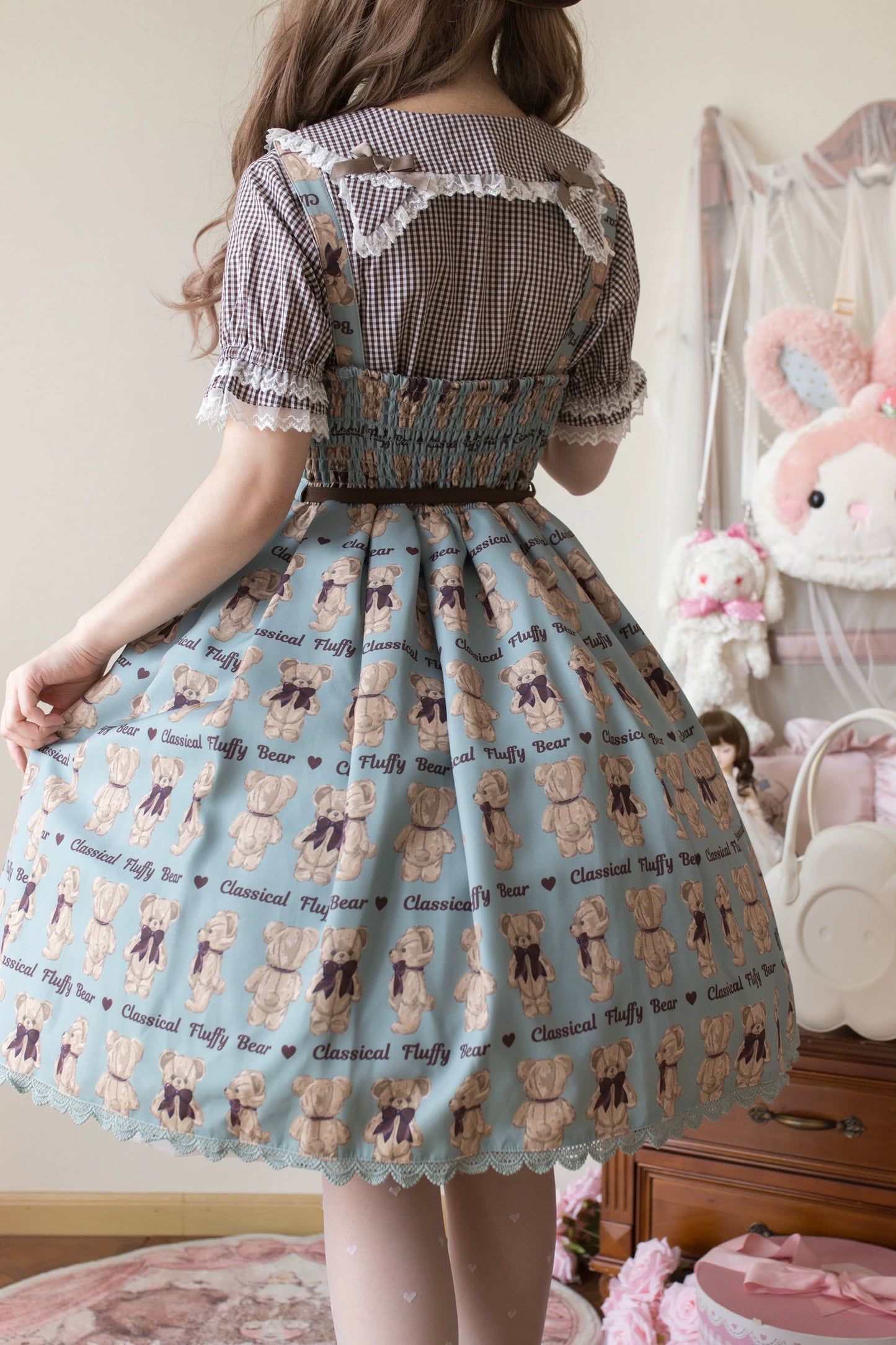 MIST - Kawaii Lolita Plaid Blouse With Cat Ear Peter Pan Collar