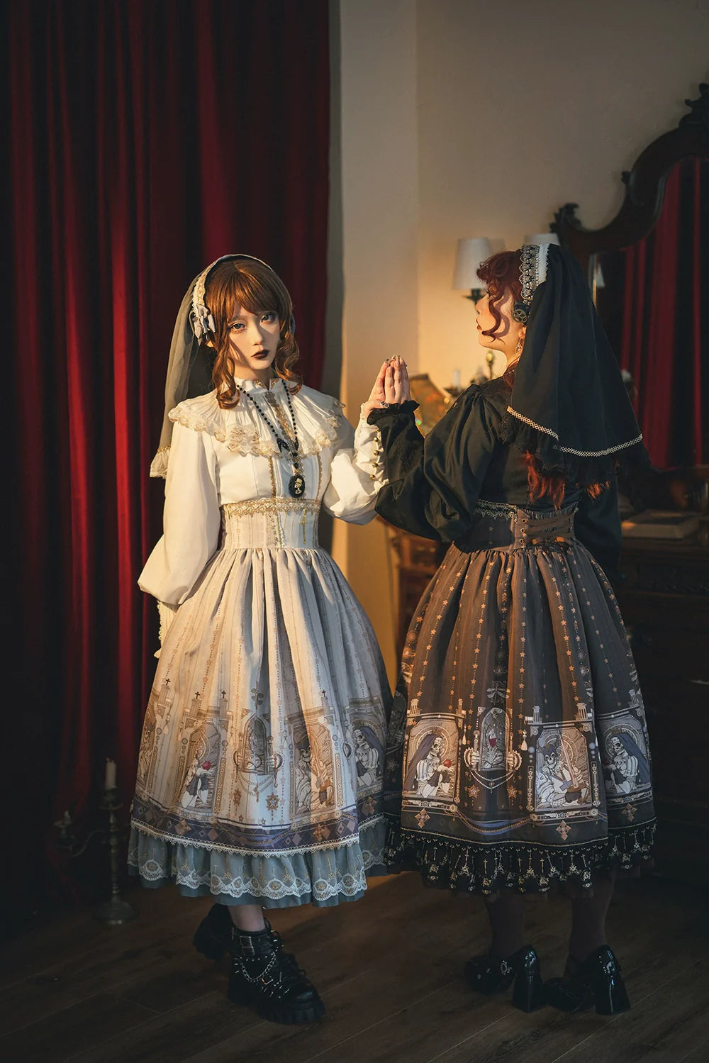 Miss Point - Demon Hunting Notes - Fishbone Gothic Lolita Skirt