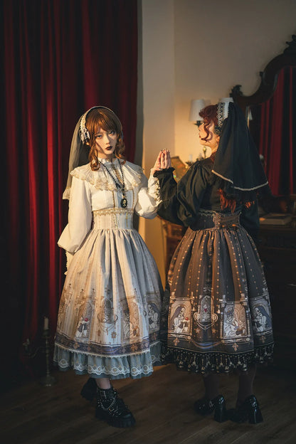 Miss Point - Demon Hunting Notes - Fishbone Gothic Lolita Skirt