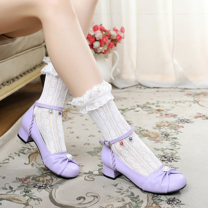 Sosic - Shell Dew - Sweet Lolita Bow Round Toe Shoes