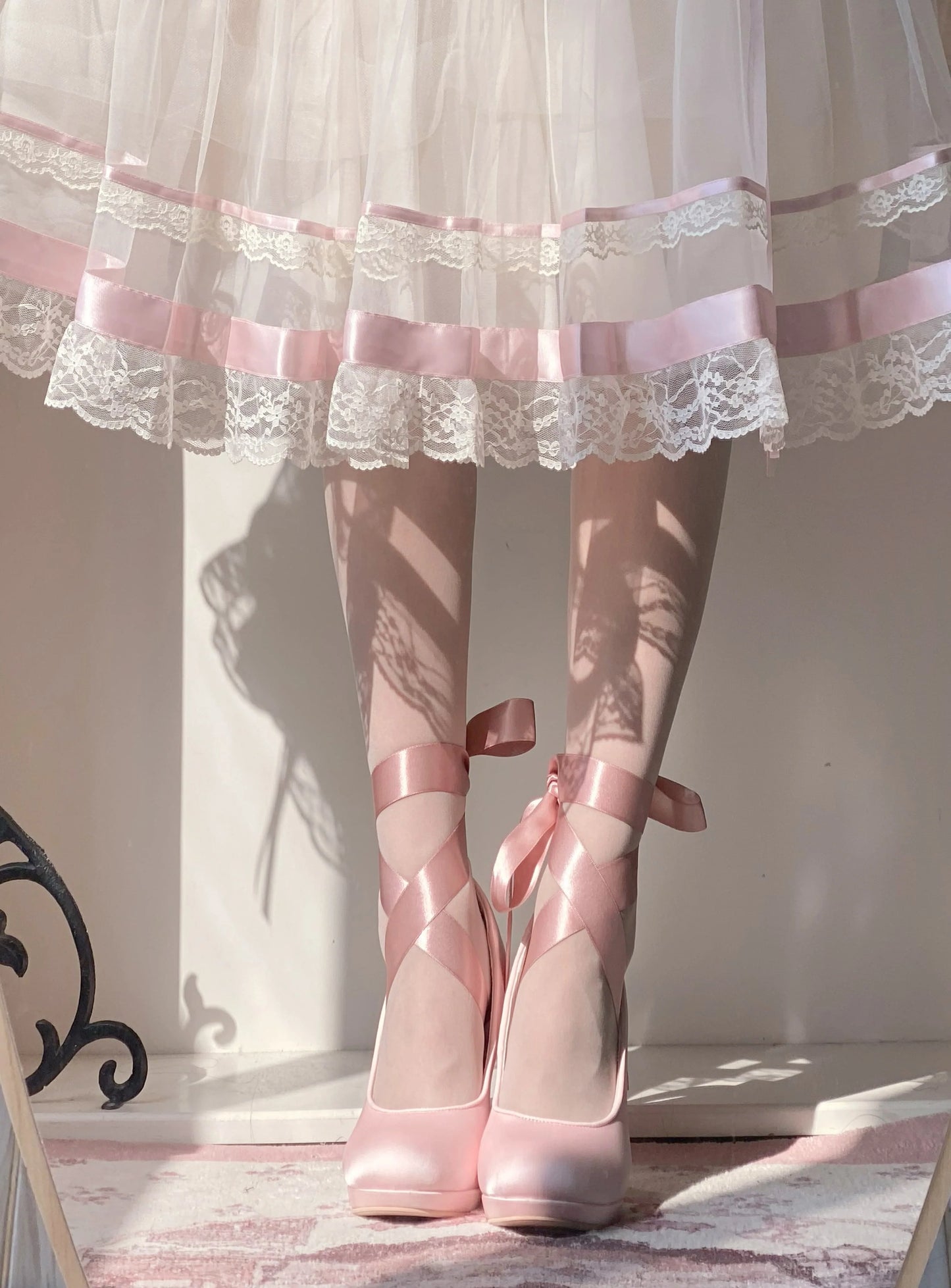 Pure Tea For Dream - Butterfly Specimen - Ballet Style Lolita Shoes Elegant Platform Lolita Heels