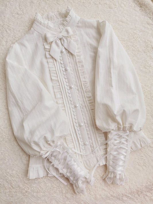 Yilia - Winter Mutton Sleeves Lace Flounce Lolita Blouse
