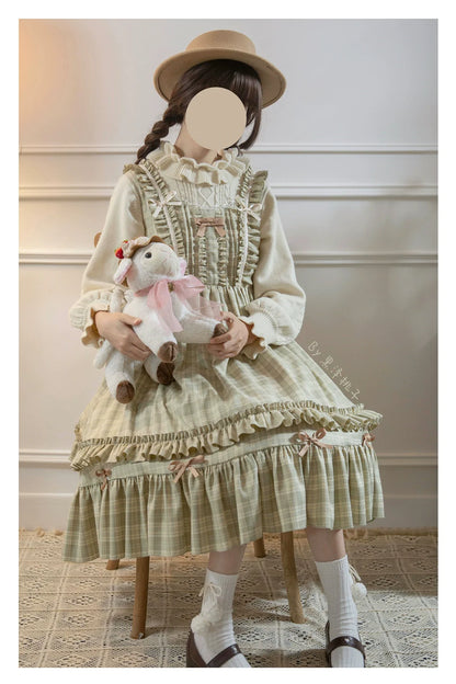 EESSILY - Green Fairy Tales - Classic Lolita Plaid JSK Plus Size Lolita Dress