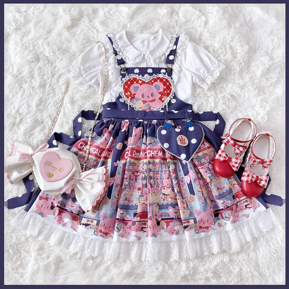 Chemical Romance - Sweetheart Doll Machine - Sweet Lolita Printed Salopette