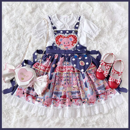 Chemical Romance - Sweetheart Doll Machine - Sweet Lolita Printed Salopette