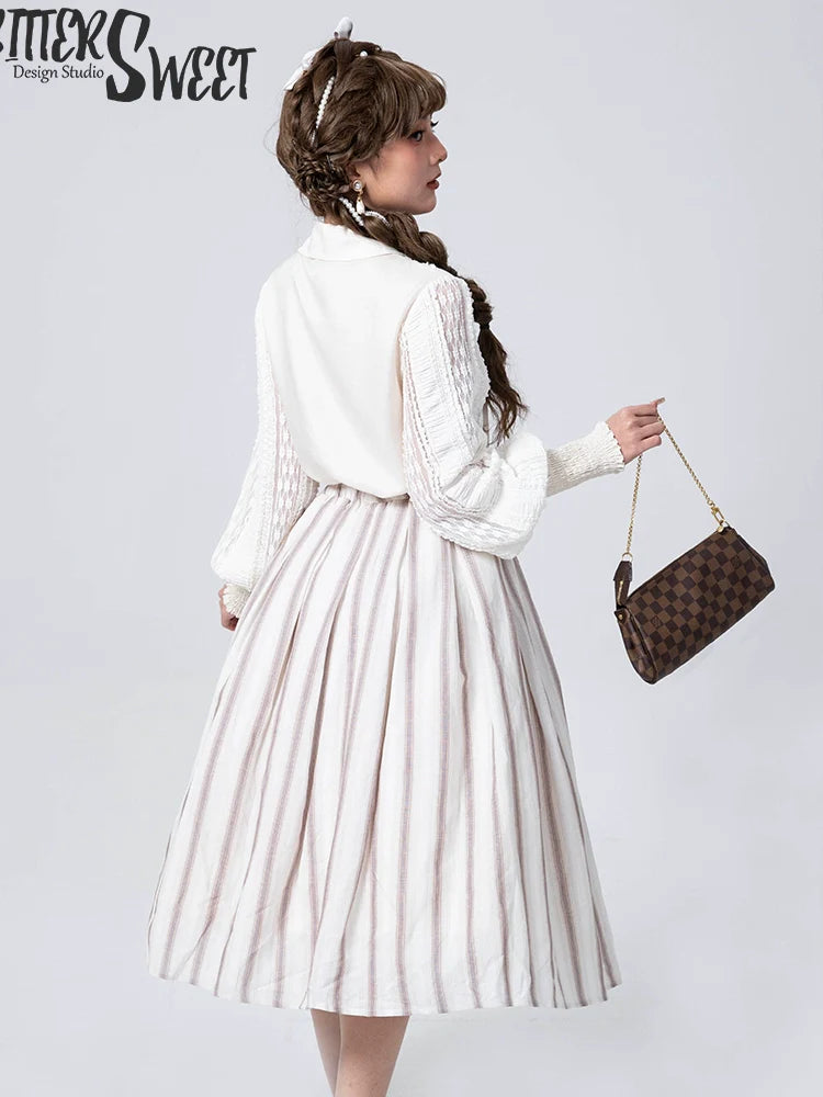 Bitter Sweet - Late Spring - Vintage Lolita Shirt Lace Long Sleeve Blouse