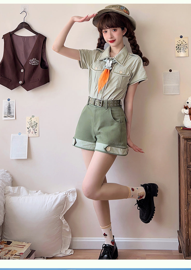 Piggy Bun - Bunny Trip - Ouji Lolita Green Cute Suits