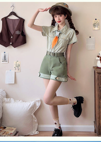 Piggy Bun - Bunny Trip - Ouji Lolita Green Cute Suits