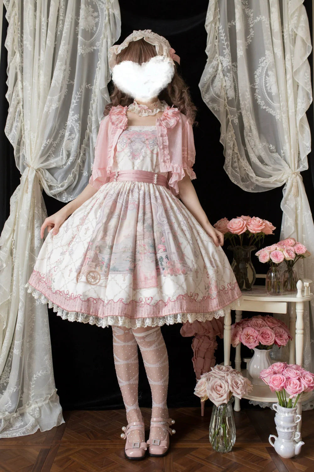 Moon River - Swan Lake Mirror - Pink Sweet Lolita Print JSK Dress