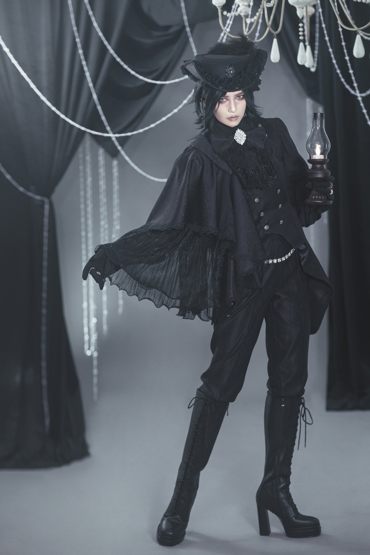Immortal Thorn - Subtle Prejudice - Ouji Lolita Long Coat Hight-Low Hem with a Back Bow