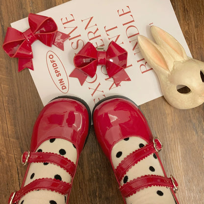 Dolly Doll - Apple Candy - Mary Jane Lolita Shoes Bow PU Low-Mid Heel Shoes
