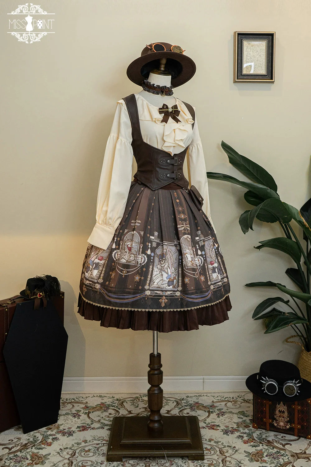 Miss Point - Demon Hunting Notes - Gothic Lolita Cross Print Short Skirt