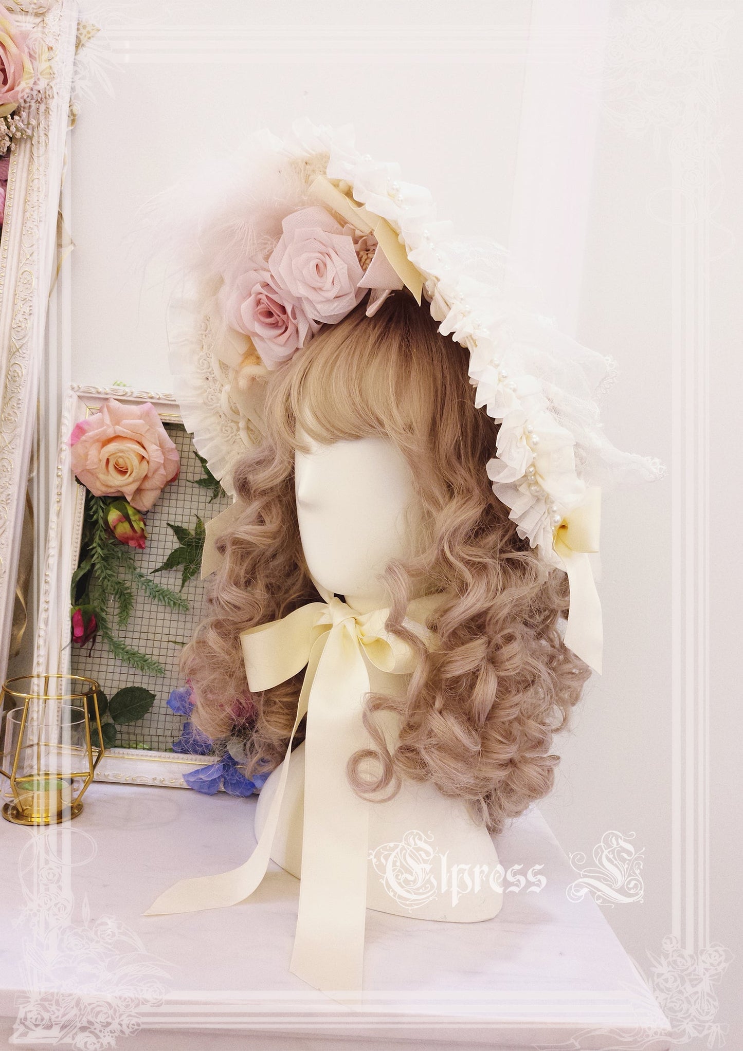 Elpress L・杆edding Lolita Floral Headdress BNT Veil