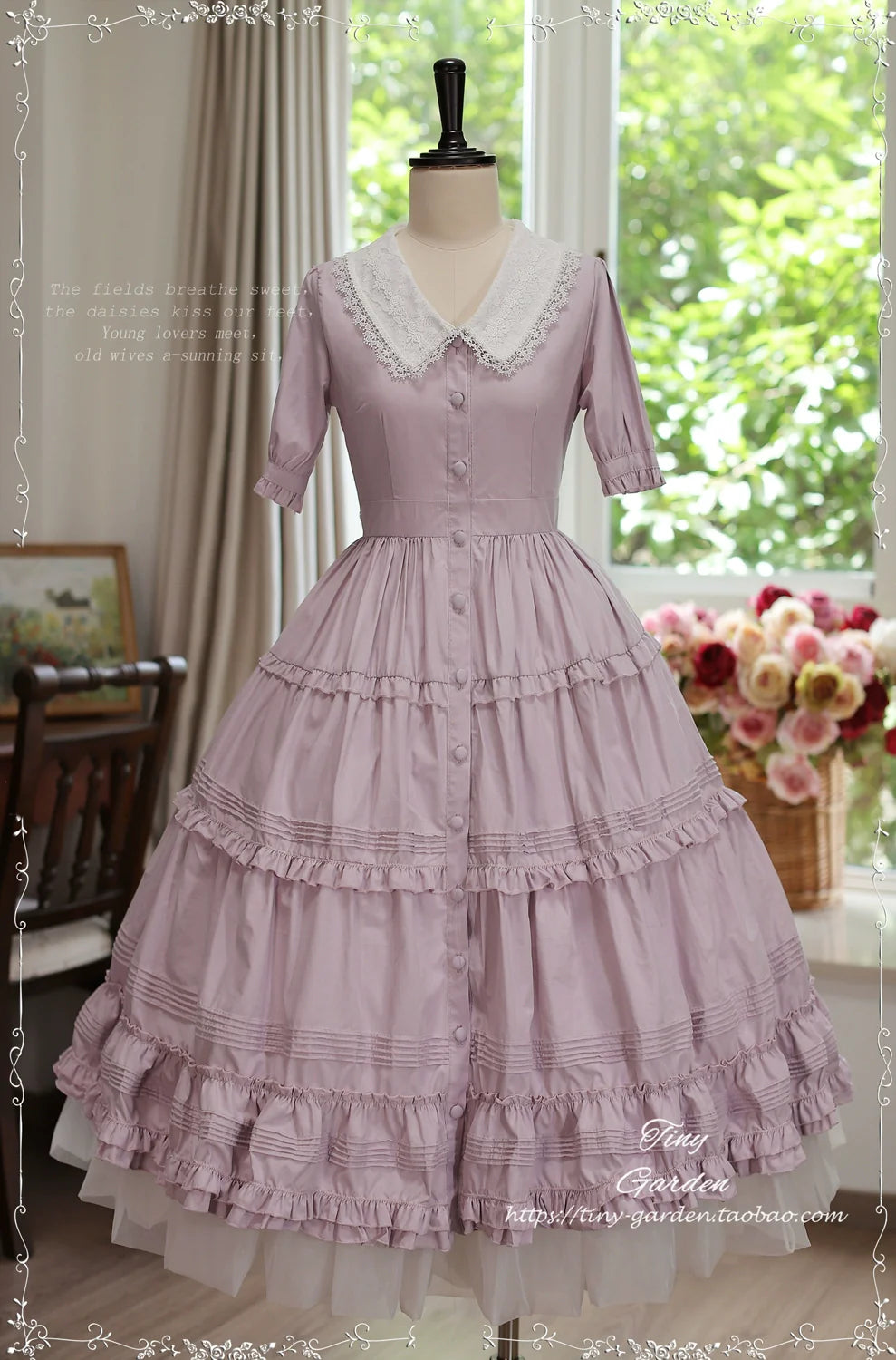 Tiny Garden - Lacey 2.0 - Classic Lolita OP Lace Collar Open Front Dress