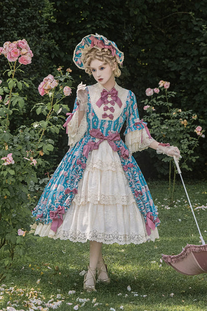 Miss Point - Lilyka Garden - Classic Lolita OP Dress Set Elegant Floral Wall Princess Sleeve