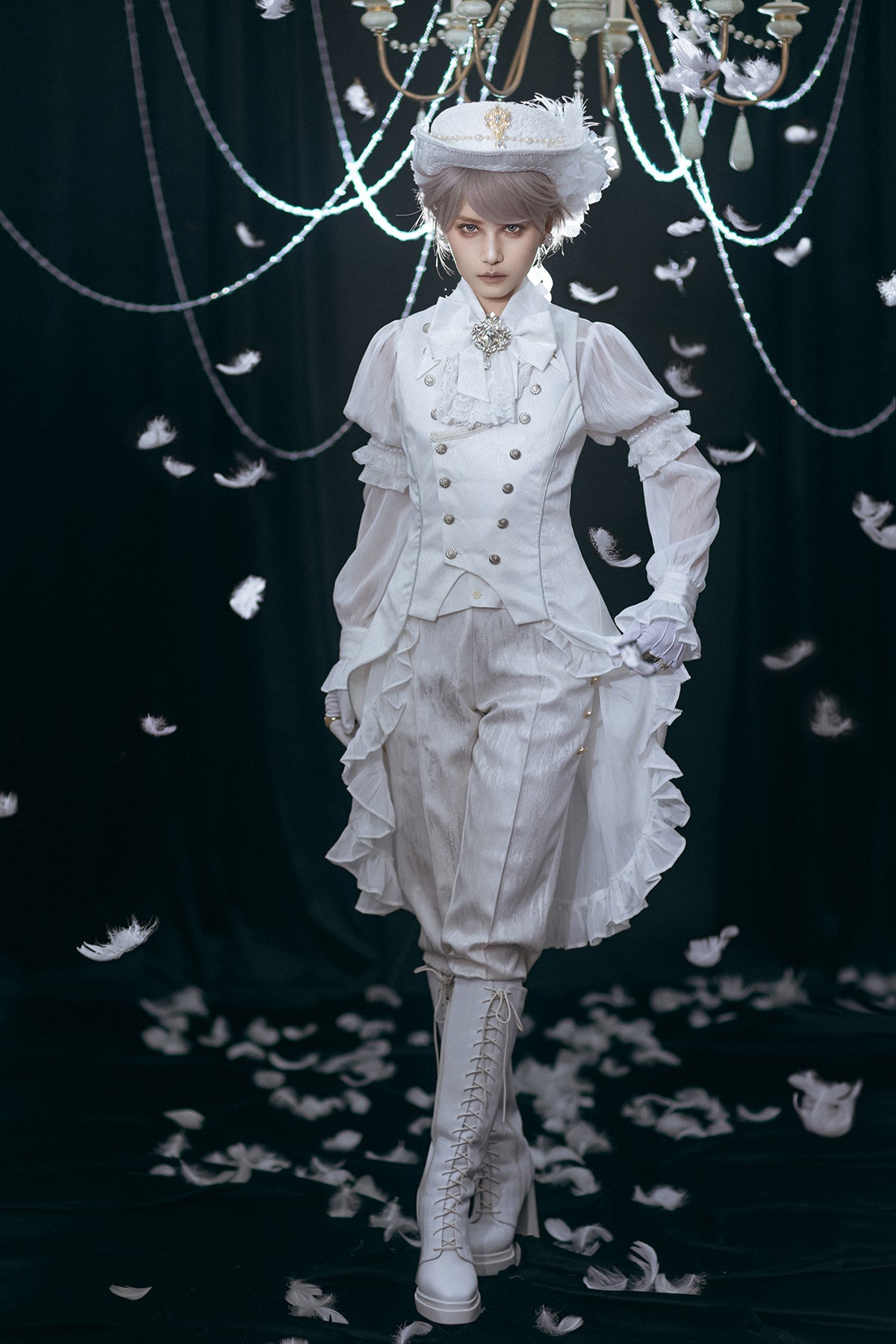 Immortal Thorn - Subtle Prejudice - Ouji Lolita Long Coat Hight-Low Hem with a Back Bow