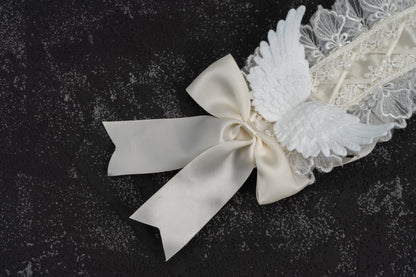 Strange Sugar - Gothic Lolita White Lace Angel Wings Hairband