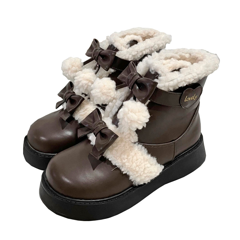 Beauty Bunny - Furry Bear - Winter Cute Lolita Shoes Short Snow Boots