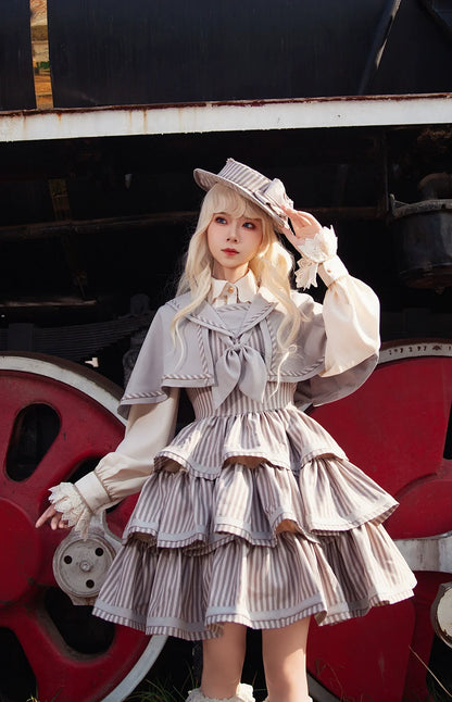 Infanta - From Afar - Vintage Striped Peppy-Style Lolita JSK & Cape