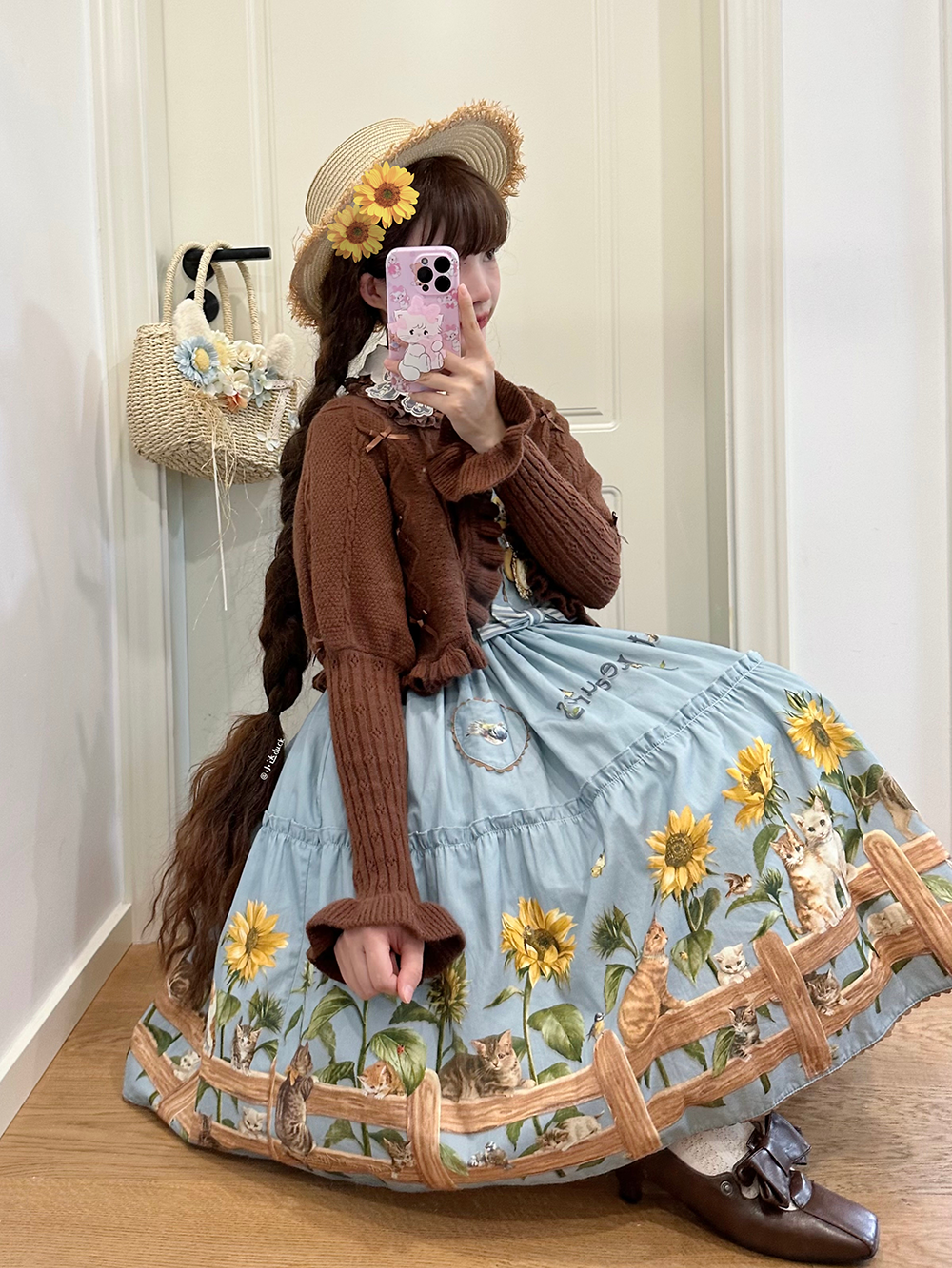 Polaris Lolita - Cat and Sunflower - Sweet Lolita JSK, Cat and Sunflower Print
