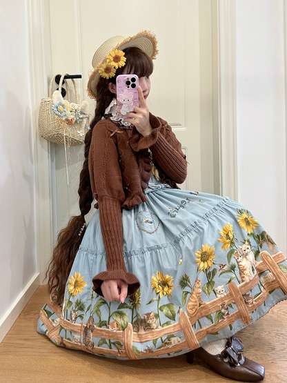 Polaris Lolita - Cat and Sunflower - Sweet Lolita JSK, Cat and Sunflower Print