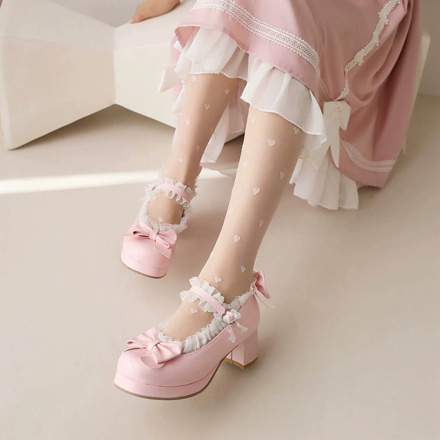 Yana - Rainbow Yana - Sweet Lolita Shoes, Lace & Bow Design