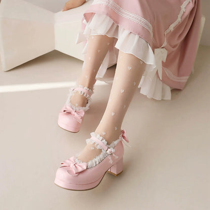 Yana - Rainbow Yana - Sweet Lolita Shoes, Lace & Bow Design