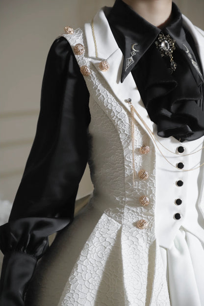 SilentMars - Fallen Moon Rule - Military Lolita Shirt Set Retro Knight Style Blouse