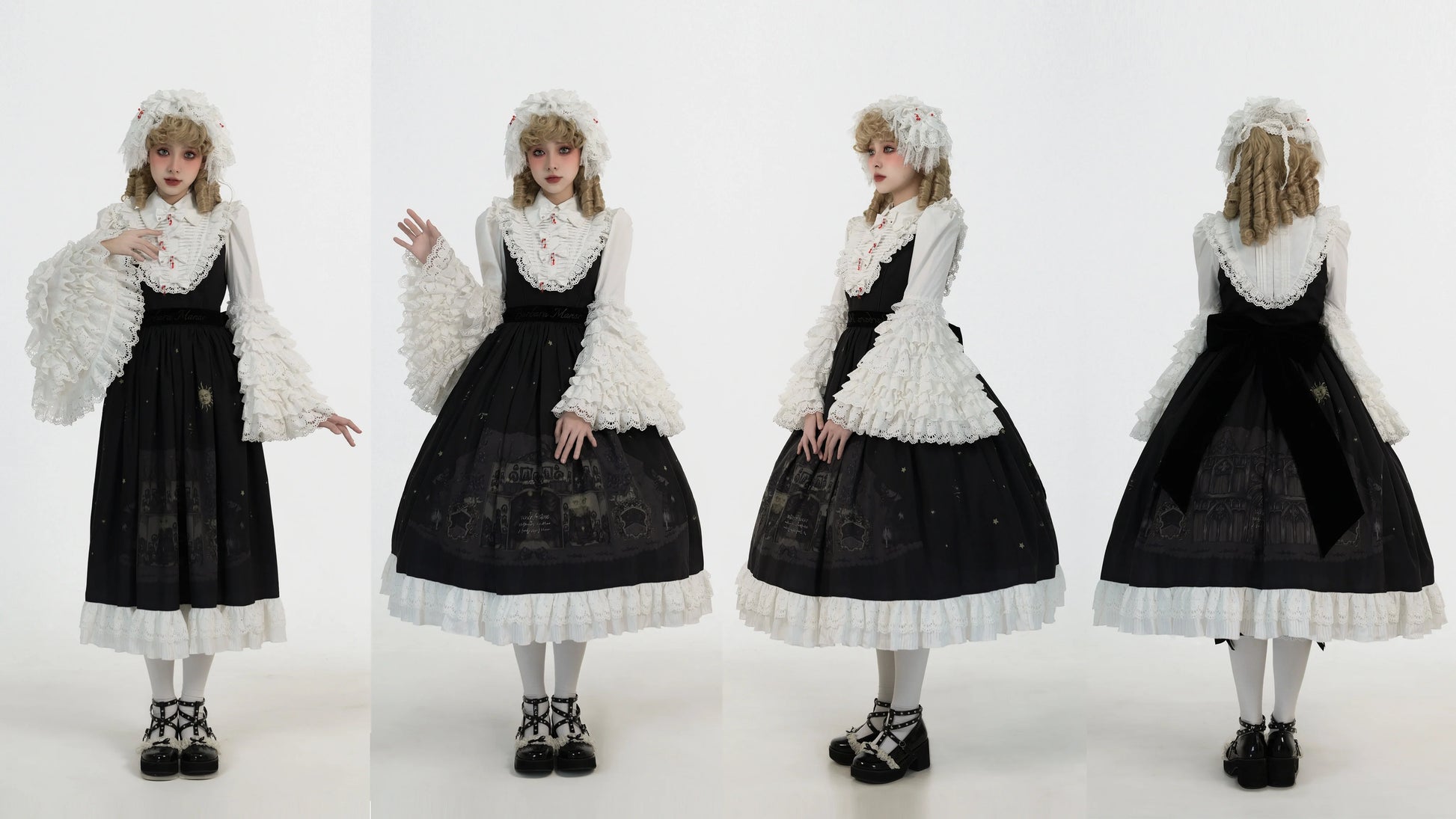 Dark Circle Clinic - Barbara Manor Night - Gothic Lolita JSK Pleated Floral Print Lolita Dress