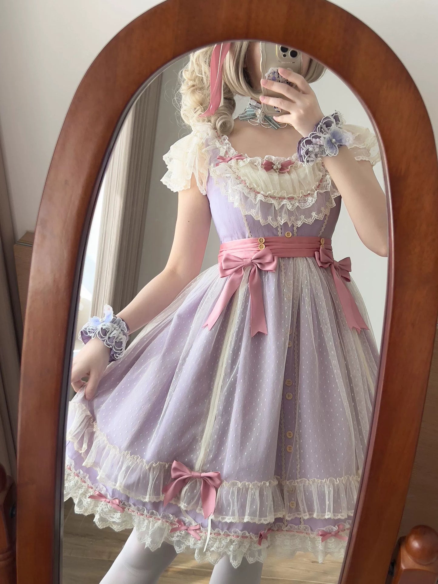 Uncle's Workshop - Fluttering Cherry Spring Strings - Cotton Sweet Lolita JSK Dress