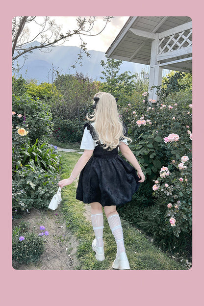 Yingtang - Plus Size Lolita Dress Set Short Sleeve Shirt