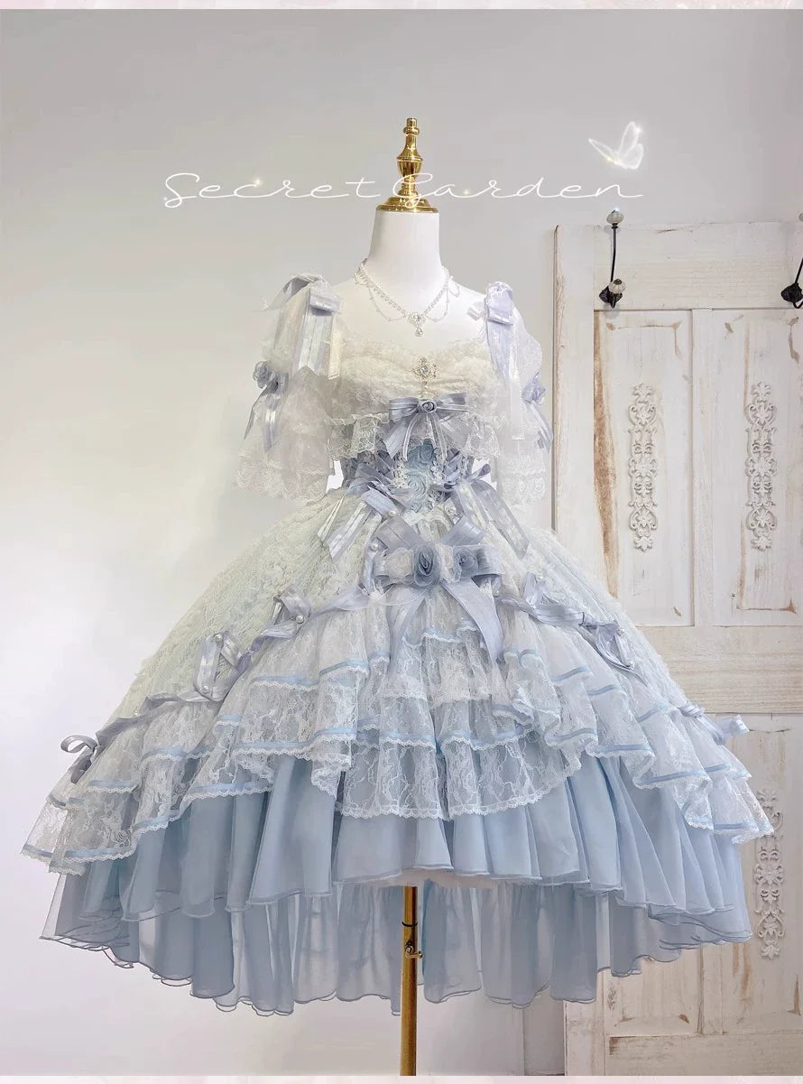 MieYe - Diana Rose - Bridal Lolita Dress Short Wedding OP with Accessories