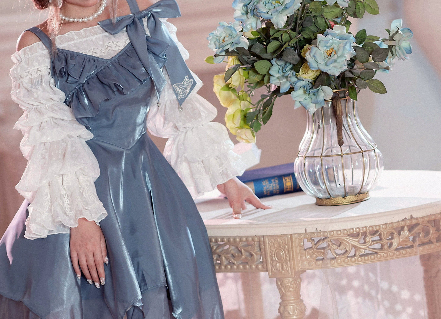 Airfreeing - Wendy - Elegant Lolita Blouse Chiffon Off-Shoulder Virago Sleeve Blouse