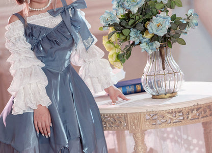 Airfreeing - Wendy - Elegant Lolita Blouse Chiffon Off-Shoulder Virago Sleeve Blouse