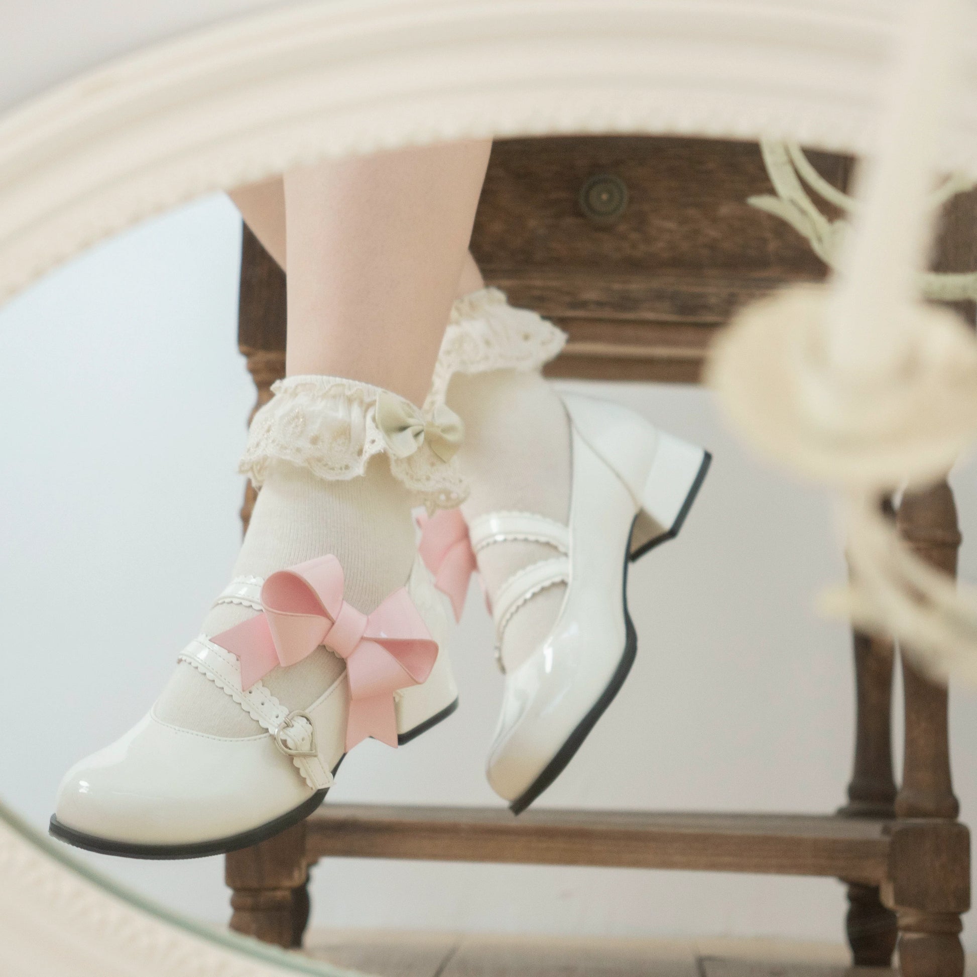 Dolly Doll - Apple Candy - Mary Jane Lolita Shoes Bow PU Low-Mid Heel Shoes