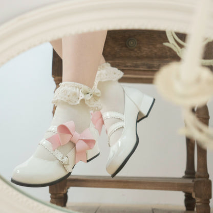 Dolly Doll - Apple Candy - Mary Jane Lolita Shoes Bow PU Low-Mid Heel Shoes