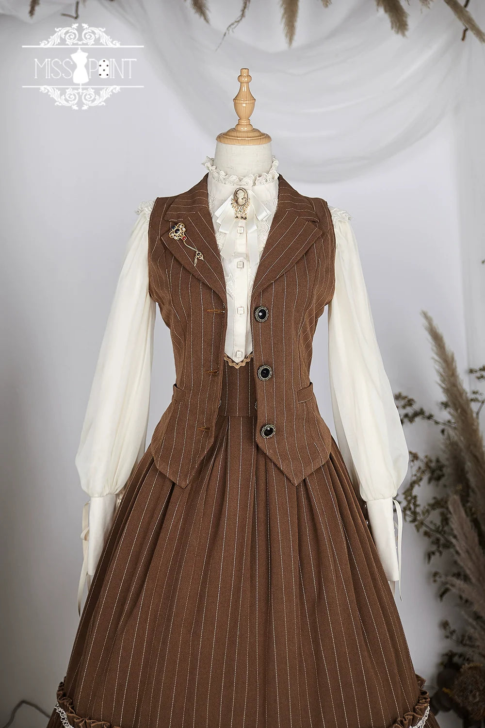 Miss Point - Rose Doll - Elegant Lolita Striped Fishbone Skirt