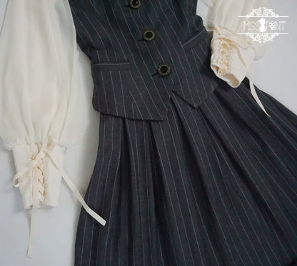 Miss Point - Rose Doll - Elegant Lolita Striped Fishbone Skirt