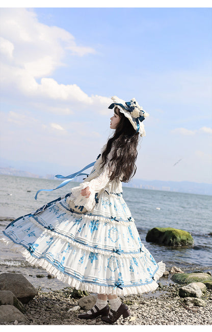 NanShengGe - Mulberry Poem - Country Lolita Printed Dress with Cardigan Set