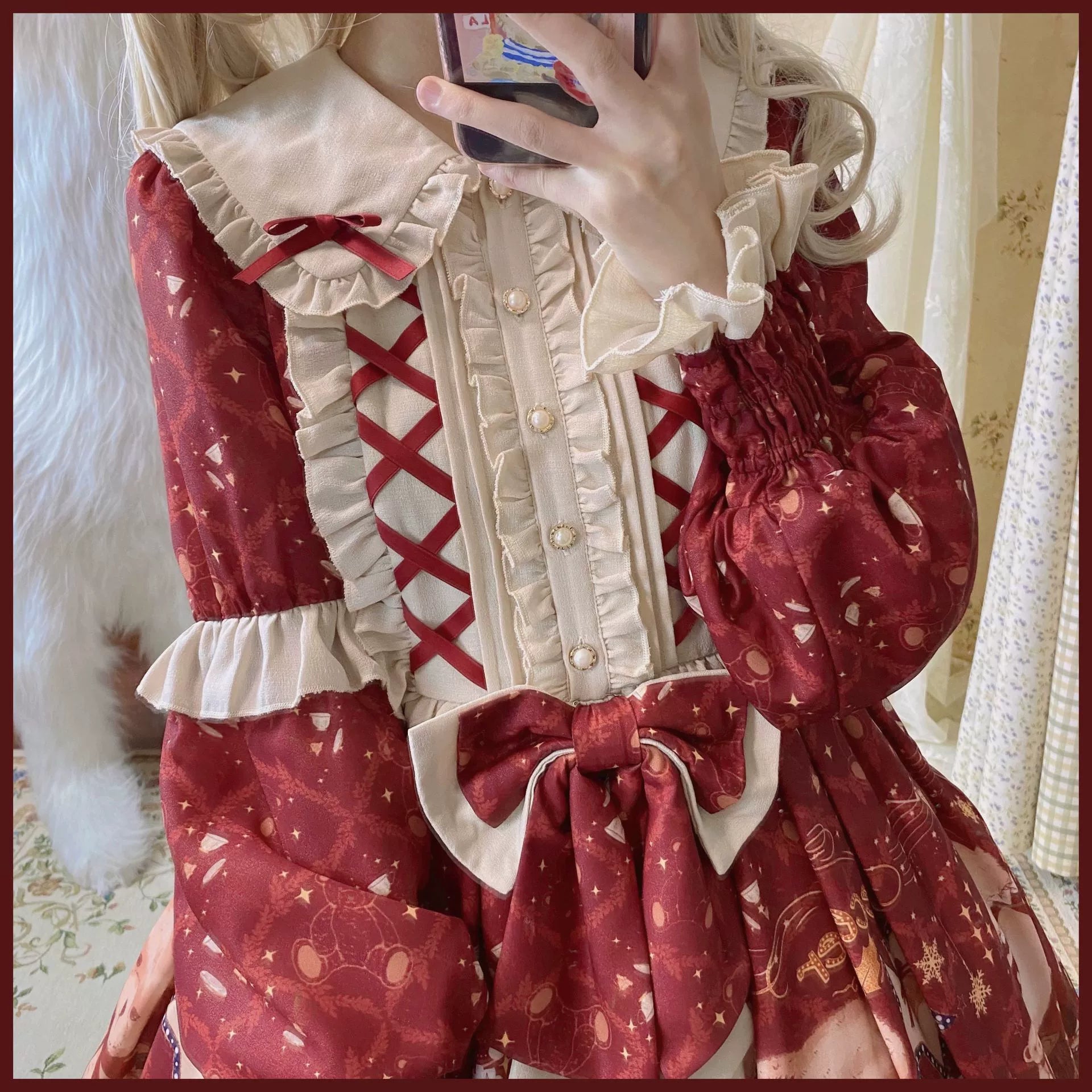Matutu - Sweet Bear Gift House - Sweet Lolita Suit Christmas Lolita OP and Cape