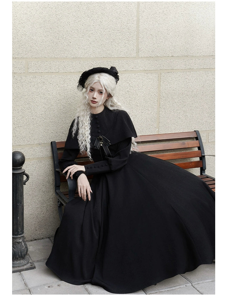 With PUJI - 13th Night - Gothic Lolita OP Dress with Built-in Cape