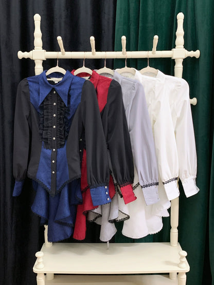 Little Dipper - Cold Rice - Ouji Lolita Shirt With Spiderweb Pattern in Several Versions