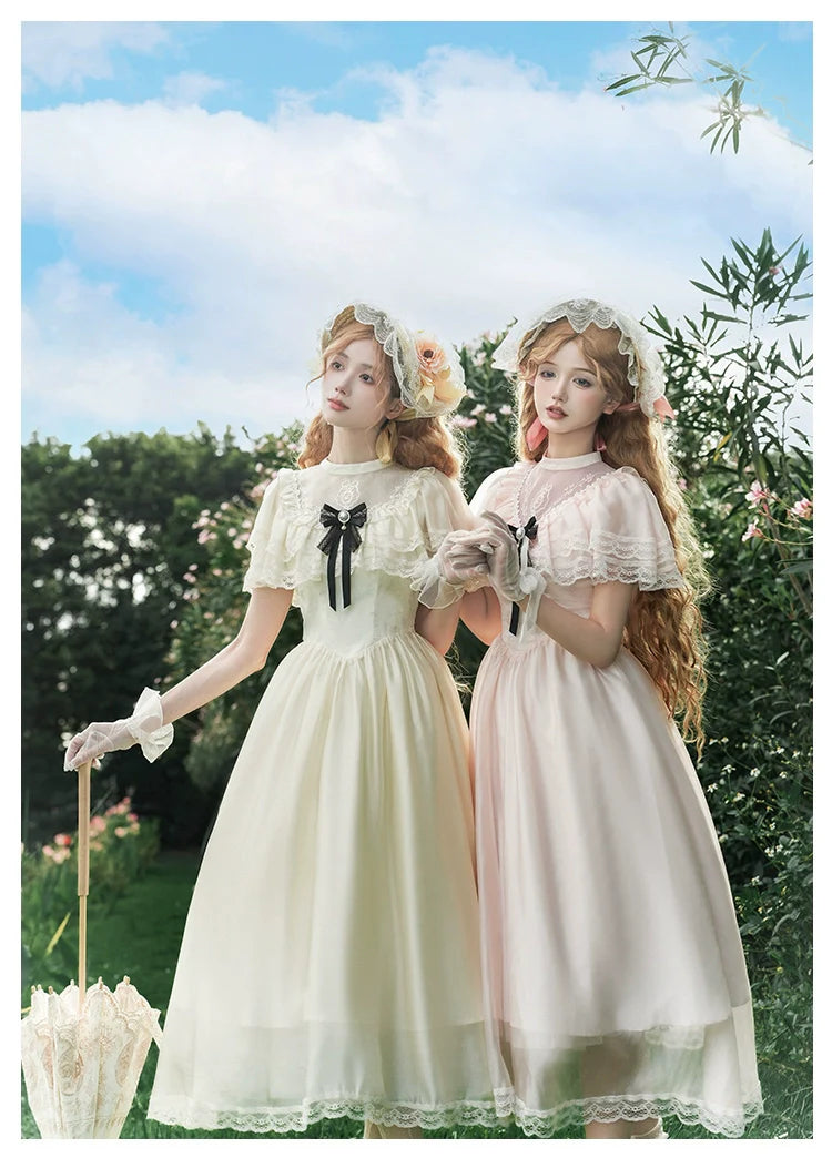 With PUJI - Morning Mist Estate - Twins Classic Lolita OP Dress, Edward Collar