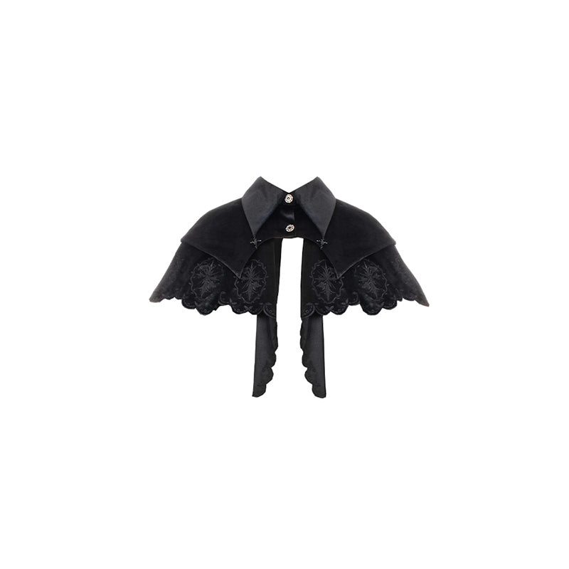 With Puji - Pilgrim - Black Gothic Lolita Cape, Detachable 2-Piece
