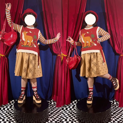 Miss Point - Chubby Fox in the Forest - Kawaii Lolita Vest Customized Lolita Sweater