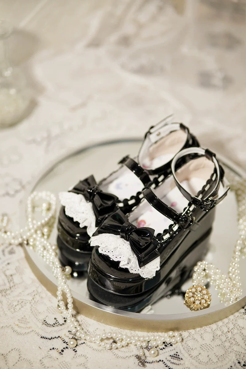 Jiujiu Lolita - Milky Puff - Sweet Lolita Heels Shoes, Round Toe With Petite Wedge