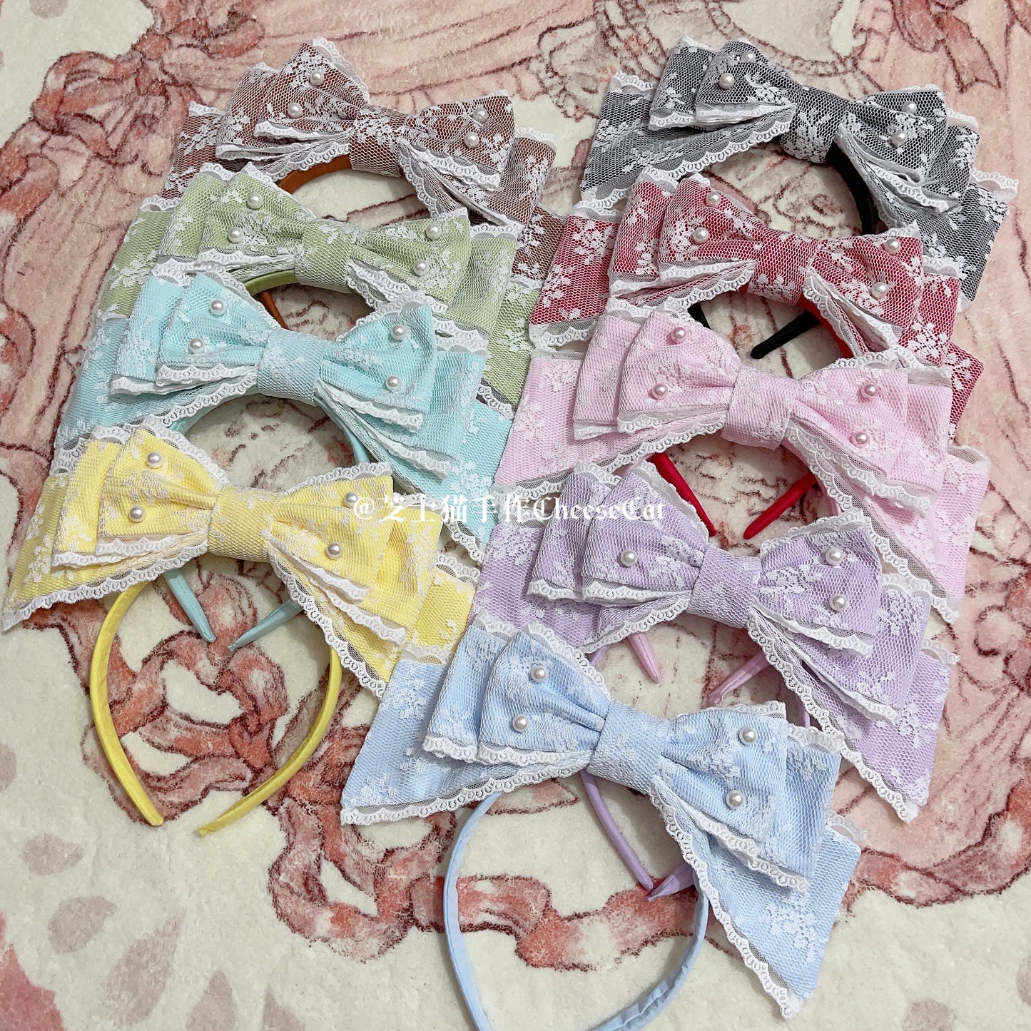 Cheese Cat - Sweet Lolita KC Lace Butterfly Lolita KC with Pearl